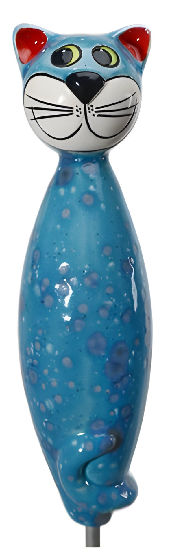 Blue 12in cat with soft white and light blue accent spots with red ears. from Goose and Company