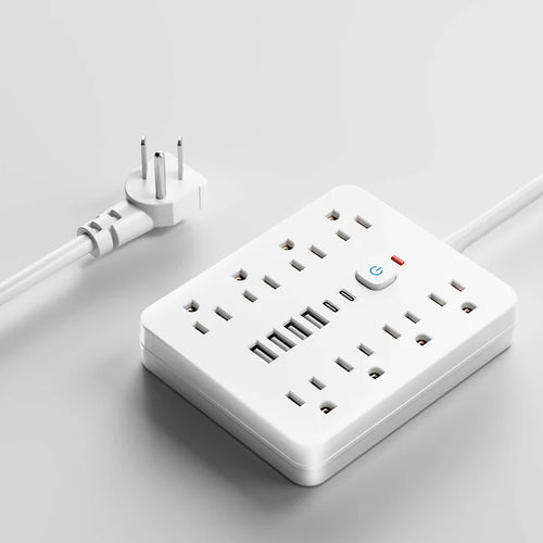 14-in-1 Power Outlet Surge Protector, 8 AC & 4 USB, Extension Cord for Desktop Charging