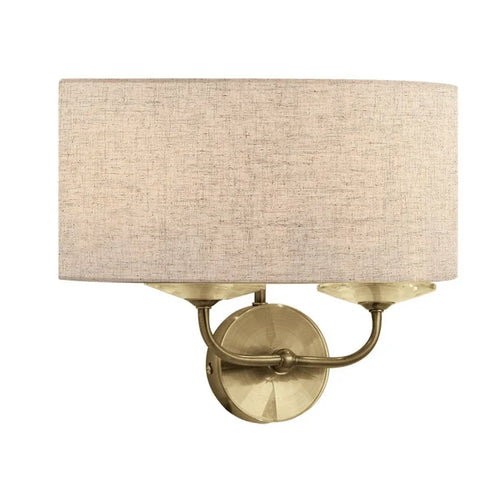 2L Stylo ANTIQUE BRASS WALL LIGHT C/W CREAM SHADE