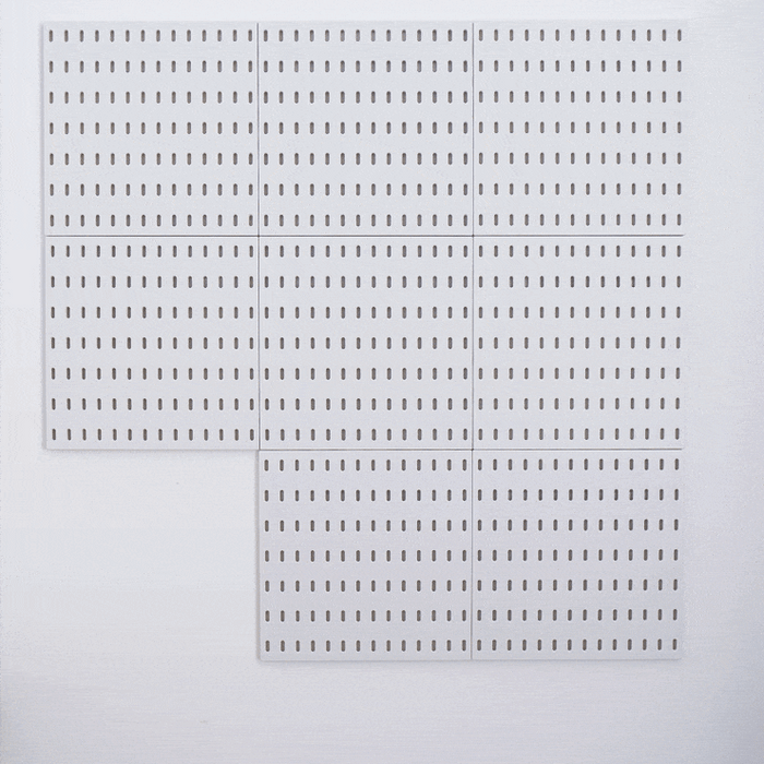 Gif of the peg board accessories being attached on the Madam Sew peg boards
