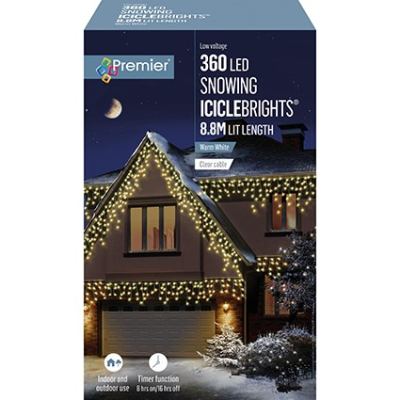 360 LED Snowing Icicle White Lights with Timer -  LV162183W.