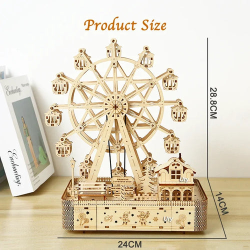 3D Wooden Puzzle LED Rotating Ferris Wheel Model Kit Mechanical DIY Decor Holiday Gift 2025 Relaxing Build