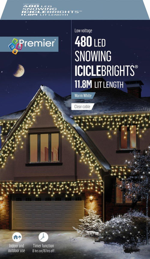 480 LED Snowing Icicle Warm White Lights with Timer