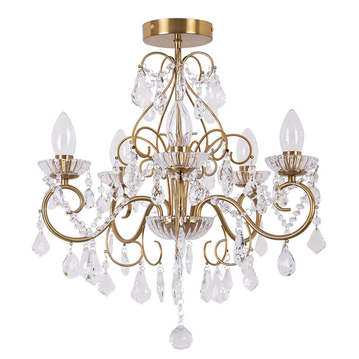 5 Light Matte Brass Chandelier