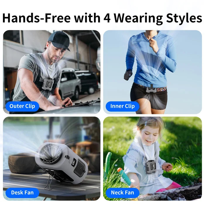 5000mAh Portable Waist Fan - 4 Speeds Neck Fan for Outdoor Travel
