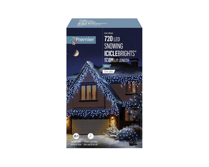 720 LED Snowing Icicle White Lights with Timer