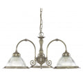 American Diner 3Lt Pendant - Antique Brass & Ribbed Glass