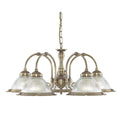 American Diner 5Lt Pendant - Antique Brass & Ribbed Glass