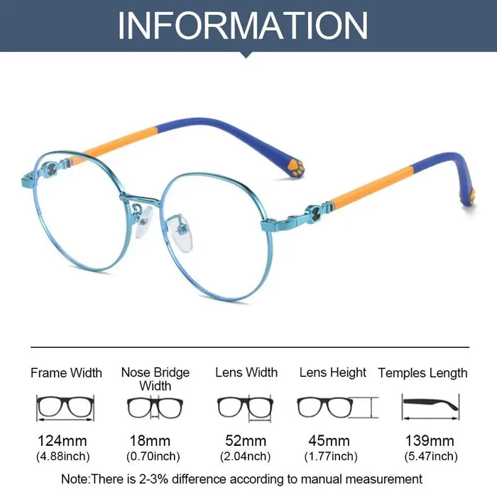 Anti Blue Light Glasses For Kids Classic Metal Frame Eyewear Back To School 2026 Eye Protection