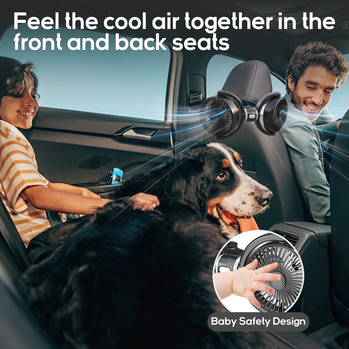 Backseat Car Fans for Pets Dual Cooling With Adjustable Airflow Keeps Dogs Calm Summer Travel 2025