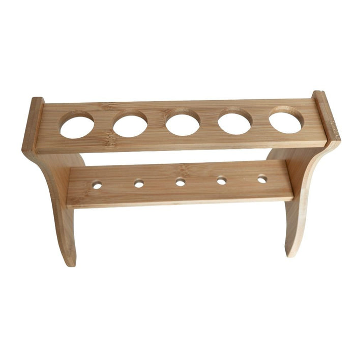 Empty Wooden Desktop Scissors Stand on a white background seen from the top