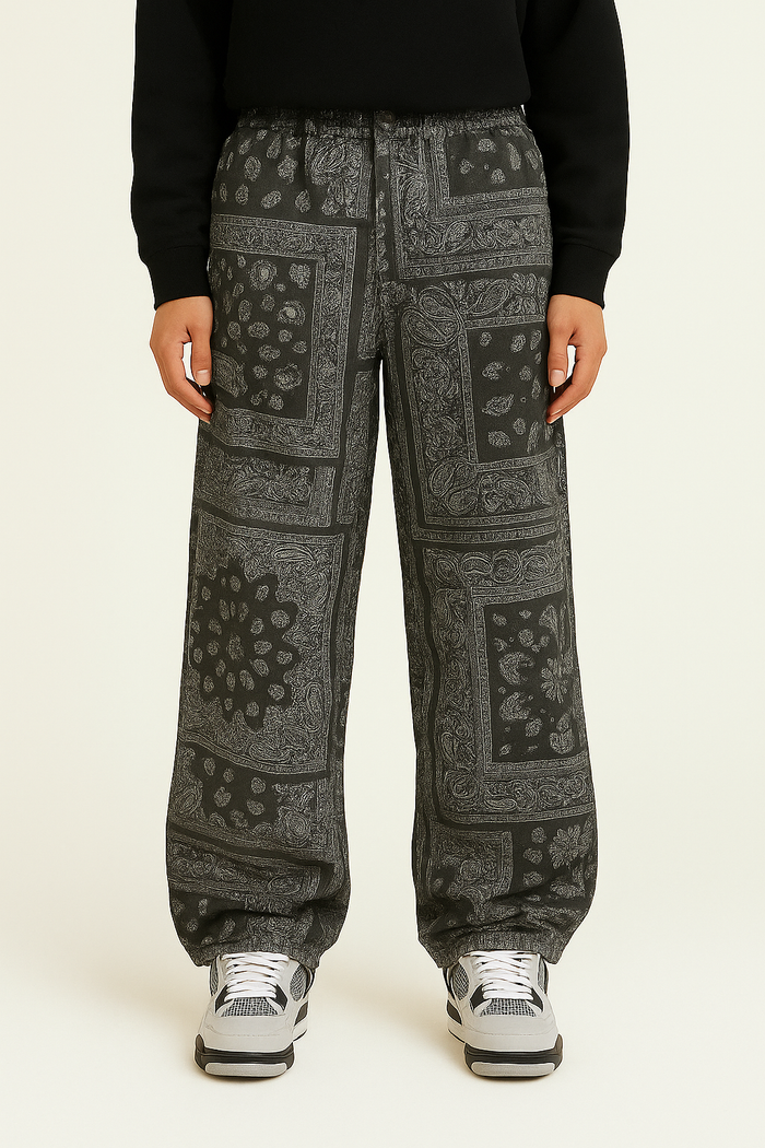 Black Bandana Jeans with Unique Prints for Stylish Urban Wear, Comfortable Fit, High-Quality Denim-2