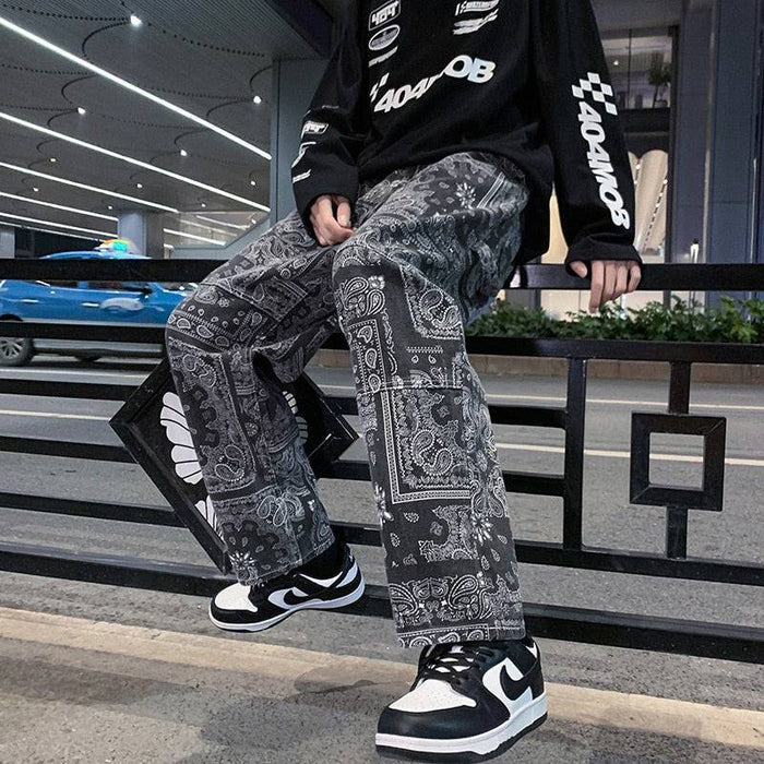 Black Bandana Jeans with Unique Prints for Stylish Urban Wear, Comfortable Fit, High-Quality Denim-4