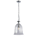 Bell 1 Light Clear Glass Pendant Polished Chrome