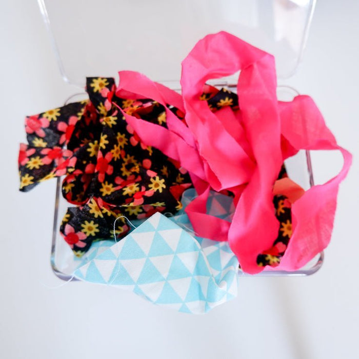 Box with home made bias tape strips