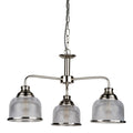 Bistro II 3Lt Pendant- Satin Silver & Holophane Style Glass