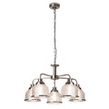 Bistro II 5Lt Pendant- Satin Silver & Holophane Style Glass