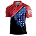 Breathable Men's Polo Shirt - Classic Polo, Distressed USA Flag Print, Athletic Wear