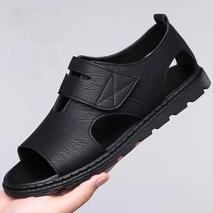 Breathable men's sandals – open-toe slip-on, synthetic leather, casual outdoor wear