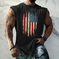 Breathable Men's Tank Top - Round-Neck, Sleeveless, 3D-Printed American Flag Heart Graphic, Casual Summer Wear