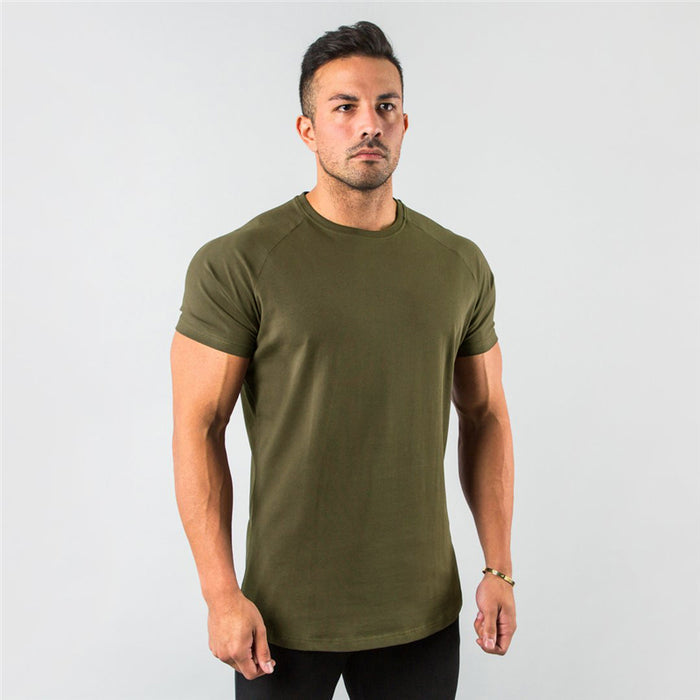 Breathable slim fit men's gym t-shirt – short sleeve, cotton blend, for workout & casual wear