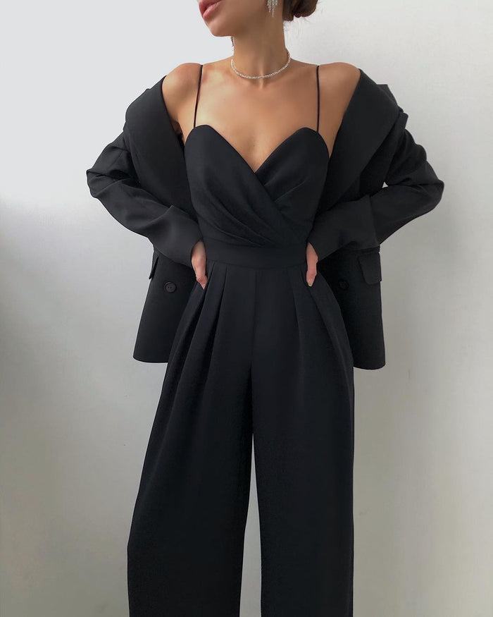 Breathable women's jumpsuit – high waist, straight leg, for summer events 1