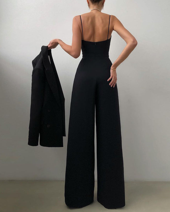 Breathable women's jumpsuit – high waist, straight leg, for summer events 2