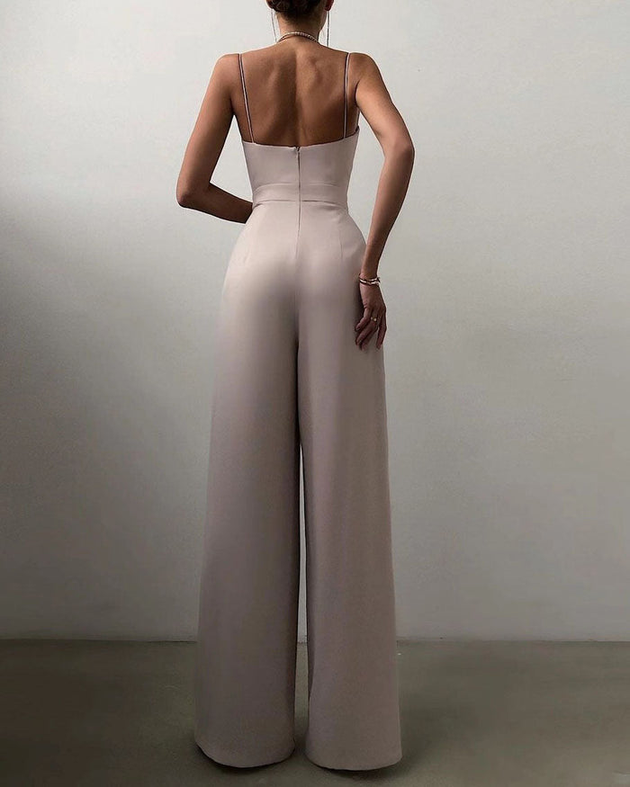 Breathable women's jumpsuit – high waist, straight leg, for summer events 4