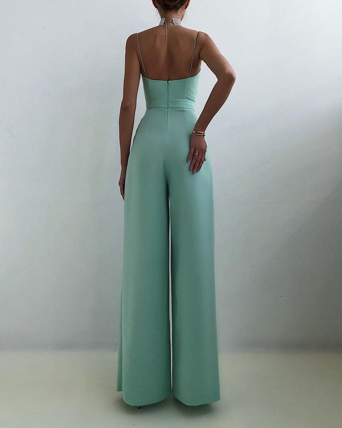 Breathable women's jumpsuit – high waist, straight leg, for summer events 6