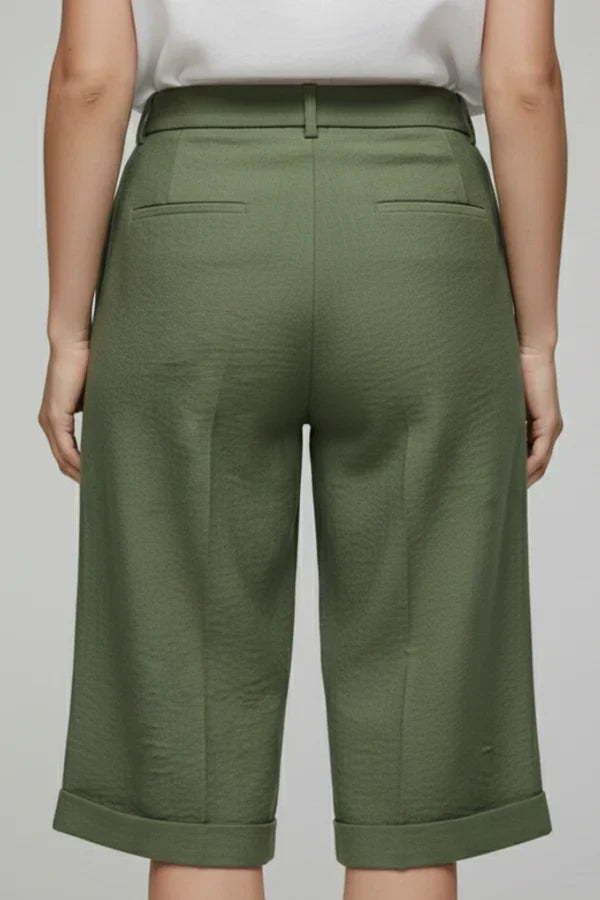 Breathable Women's Shorts - Casual, Knee-Length, Straight-Leg, Cotton Linen, For Casual Summer Wear
