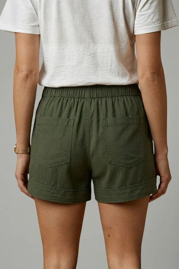 Breathable Women's Shorts - Pleated Pocket, Wide-Leg, Cotton Blend, Casual Wear, Pull-On Style