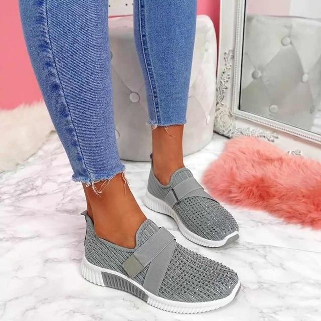 Breathable women's slip-on sneakers – adjustable strap, mesh, for casual wear 0
