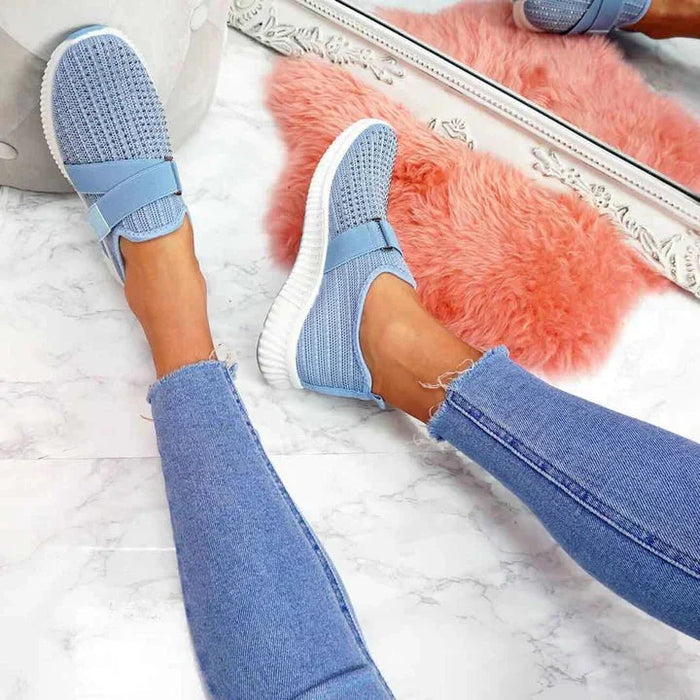 Breathable women's slip-on sneakers – adjustable strap, mesh, for casual wear 2