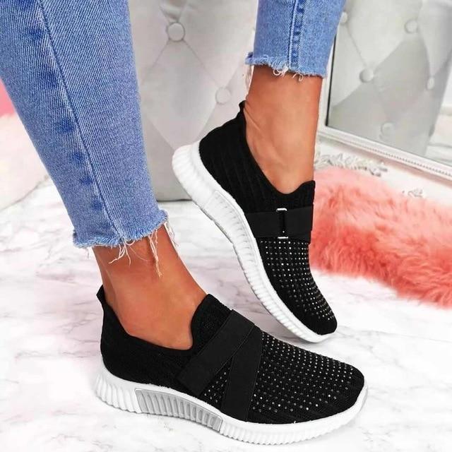Breathable women's slip-on sneakers – adjustable strap, mesh, for casual wear 6