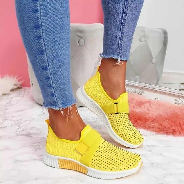Breathable women's slip-on sneakers – adjustable strap, mesh, for casual wear 7