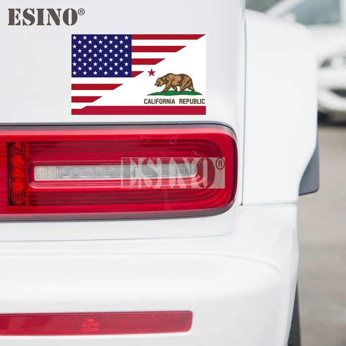 Car Decal PVC Waterproof USA Flag California Bear Vinyl Patriotic 4th Of July Vehicle Exterior Decor