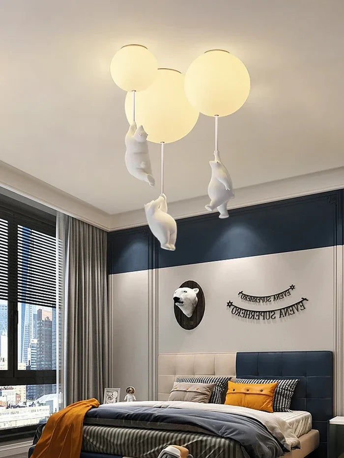 Ceiling Light Bear Cartoon Acrylic Spheres – Kids Room Chandelier, Nursery Decor, TikTok Viral 2026 Gift
