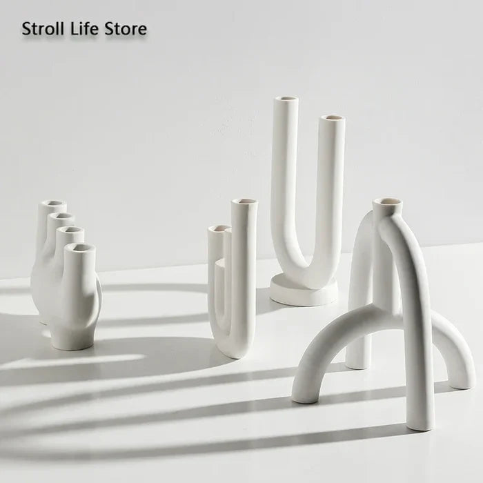 Ceramic Candle Holders Set Of 3 White Nordic Minimalist Candle Stands Fall 2025 Modern Centerpiece Gift