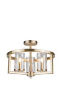 Costello 3 Light Semi Flush Antique Brass