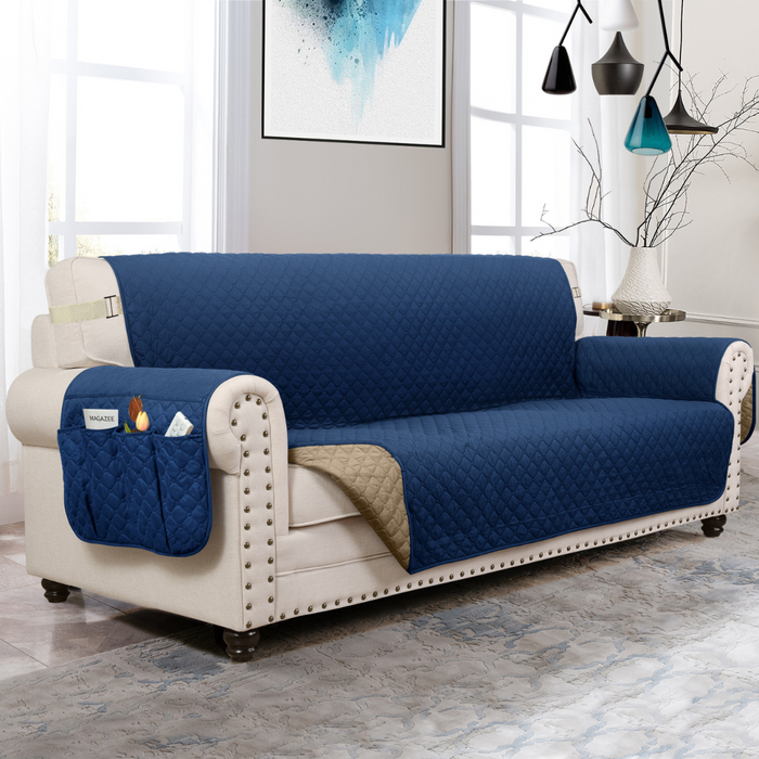 Navy / Tan / XL Sofa (78 IN X 46 IN X 18 IN)