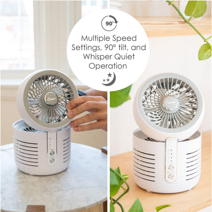 Crane Desk Top Air Purifier & Fan – With HEPA & UVC Light