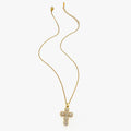 Cross Pendant Necklace Gold Tone - Cubic Zirconia Jewelry, Stainless Steel Chain, Fall 2026 Gift Idea