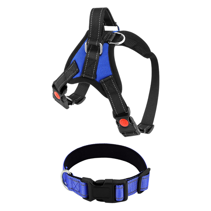 Sea Blue / Extra-Small (5-15 LB) (2-7 KG) / Harness + Collar