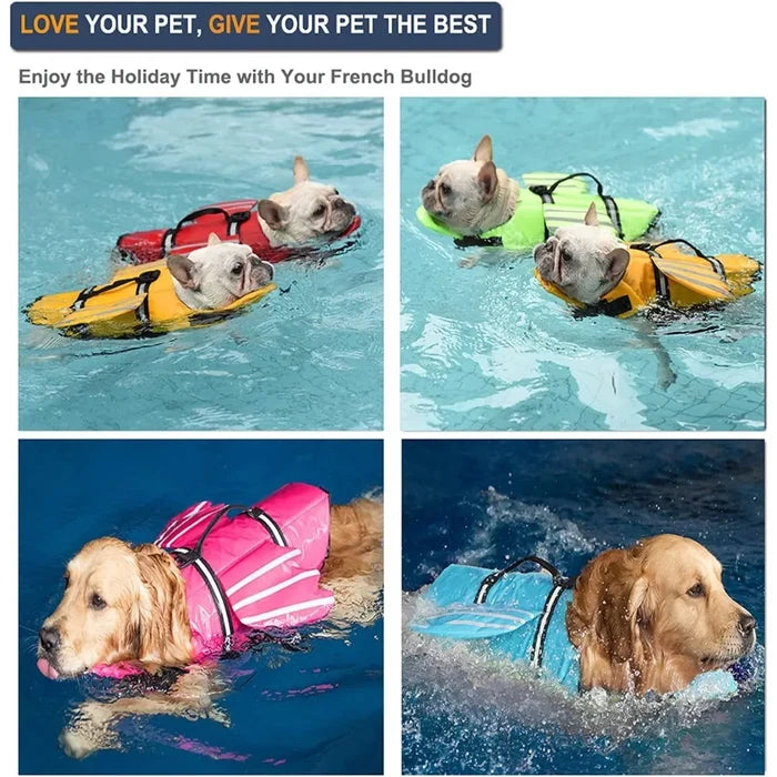 Dog Life Jacket with Chin Float & Rescue Handle – Reflective Adjustable Oxford Swimming Vest All Sizes 2026