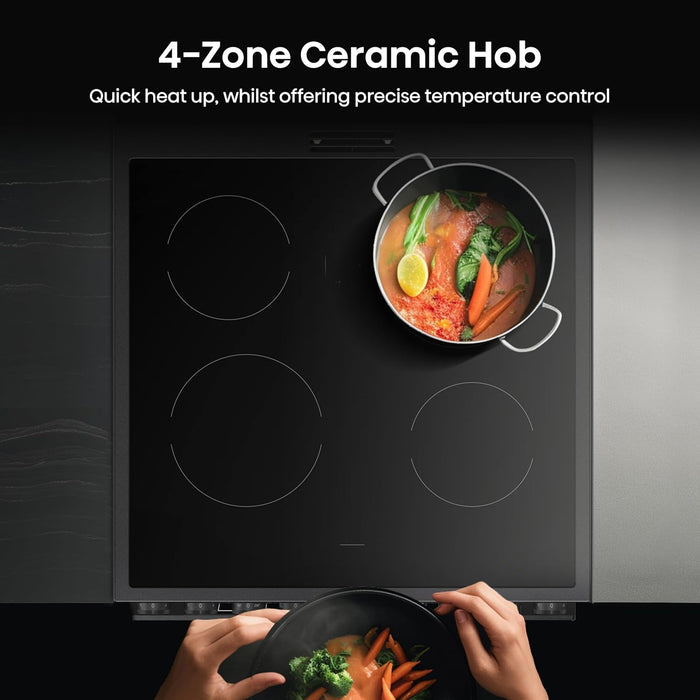 Electric Cooker 130L Double Oven Ceramic Hob A Rated Black — view 5