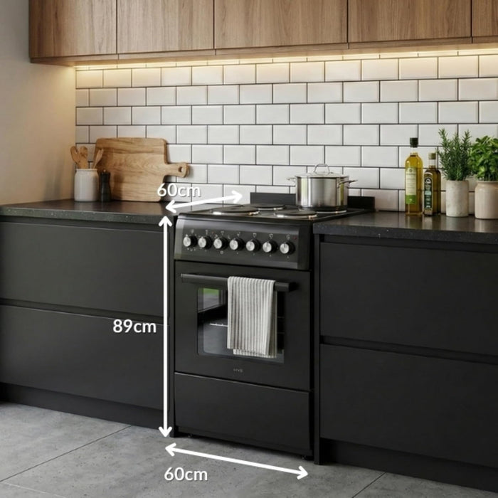 Electric Cooker 62L Oven 4 Hotplates Freestanding 60cm Matte Black — view 4