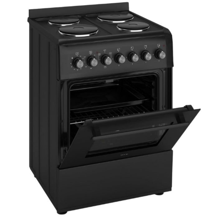 Electric Cooker 62L Oven 4 Hotplates Freestanding 60cm Matte Black — view 6