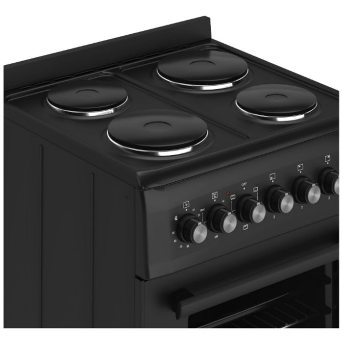 Electric Cooker 62L Oven 4 Hotplates Freestanding 60cm Matte Black — view 7