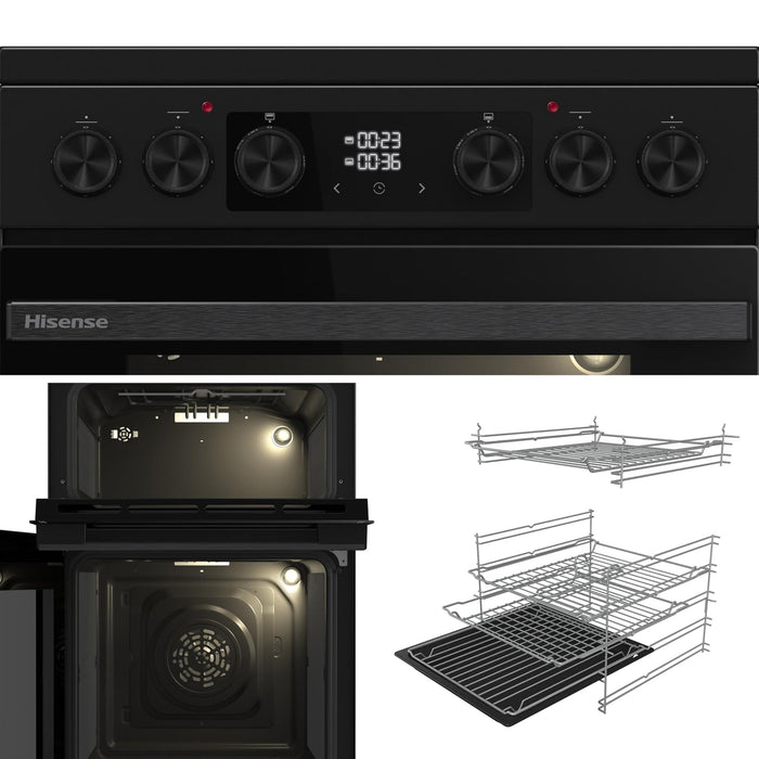Electric Cooker 69L/43L Double Oven Air Fry Mode Ceramic Hob Black — view 4