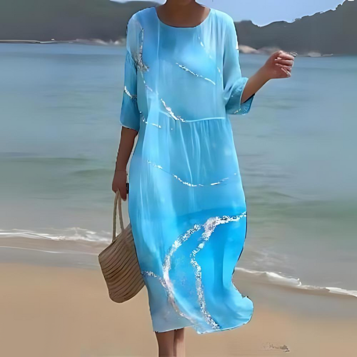 Elegant Floral Print Summer Dress for Women - Comfortable Fit Wedding Guest or Cocktail Dress-2